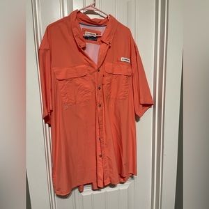 Magellan Shirt Mens 3XL Orange Button Up Short Sleeve Outdoors Fishing Vented
